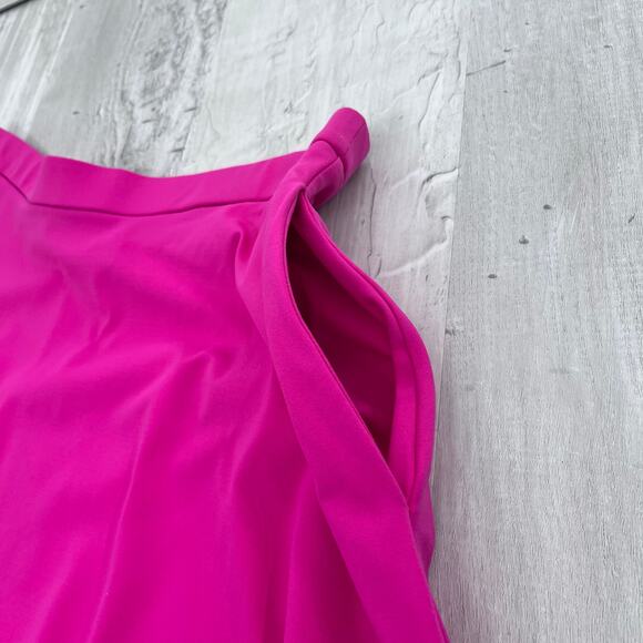 Adrienne Vittadini Hot Pink Stretchy Silky Girly Flowy Pockets Knee Length Skirt - Picture 5 of 7